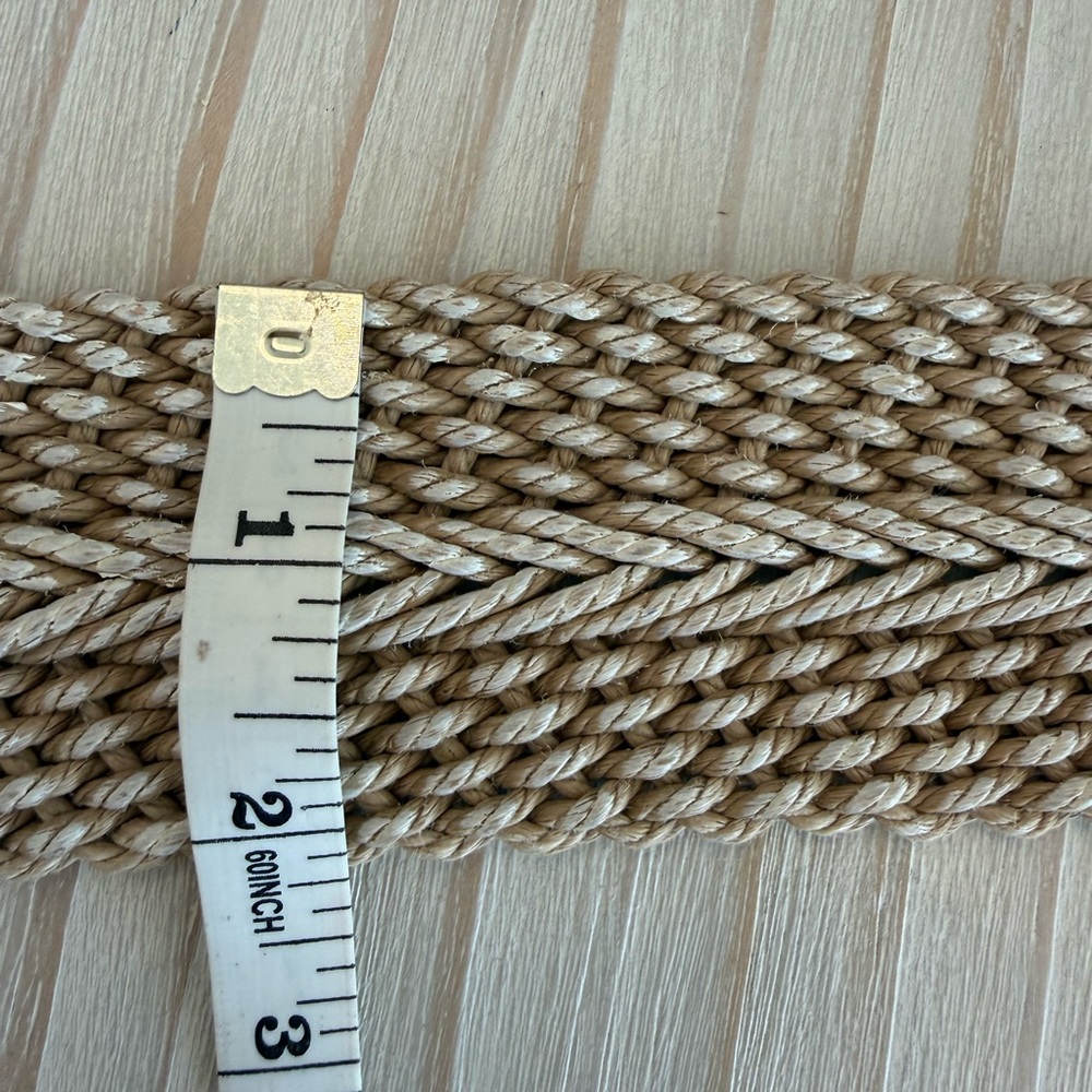 Woven Round Buckle Braided Belt - Natural Beige - Picture 7 of 9